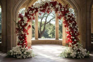 Fototapeta na wymiar Wedding arch decorated with flowers