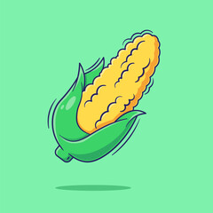 Cute cartoon vector of fresh vegetables corn illustration mascot