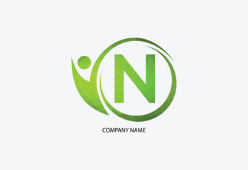 Low poly human with letter N logo design concept template