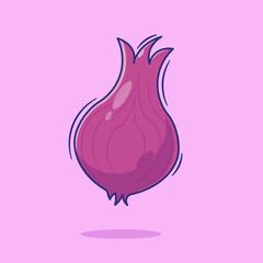 Vector illustration of cute cartoon onion mascot concept