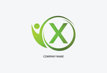Low poly human with letter X logo design concept template