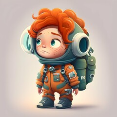 dreamy boy character in an astronaut suit cartoon style multiple expression 