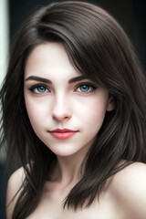 Fototapeta premium Portrait of a beautiful girl with big eyes in the forest