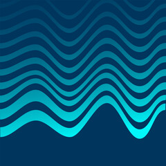 Bright blue curved lines stripes like waves against blue sea for decoration. Business cards, posters, web design, greeting cards, textiles, labels
