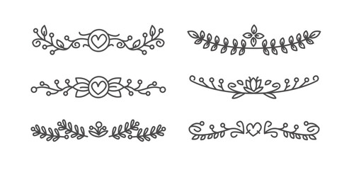 Set wedding ornaments collection in hand drawn style