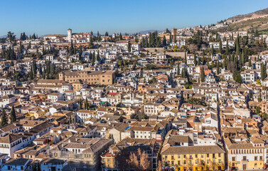 
Panoramic view of the city of Granada from the monumental Alhambra