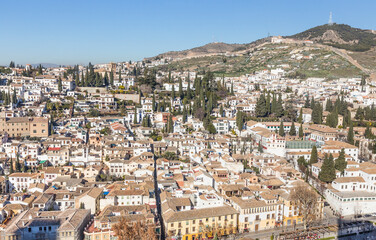 Fototapeta premium Panoramic view of the city of Granada from the monumental Alhambra