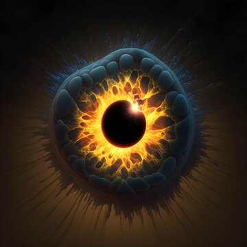 an eyeball that is the event horizon of a black hole filled with love photo realism 8k octane render volumetric lighting 