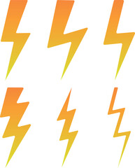Lightning bolt icons collection. Flash symbol, thunderbolt. Simple lightning strike sign. Vector illustration.