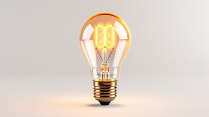  a light bulb with a yellow light inside of it on a white background.  generative ai