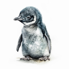 Cute Baby Penguin on White Background