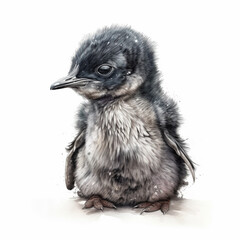 Cute Baby Penguin on White Background