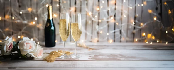 Foto op Plexiglas champagne with string of lights.  © Ilona