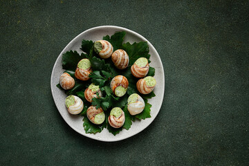 grape snails , stuffed in burgundy, french cuisine,