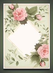 Greeting card with beautiful flowers, roses, chrysanthemums for weddings. Generate AI