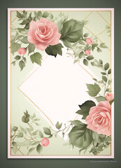 Greeting card with beautiful flowers, roses, chrysanthemums for weddings. Generate AI