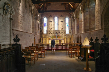 Bamburgh, England - 13 July, 2023: The Church of St Aidan in Bamburgh, Northumberland