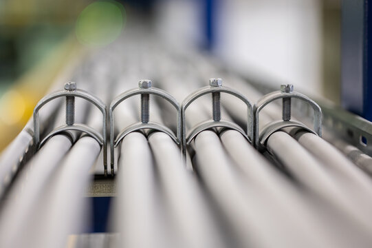 Close up of power cables fixed in to cable tray