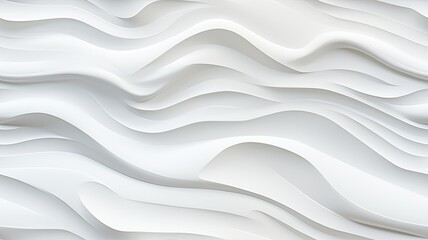A close-up of an abstract acrylic wavy wall painting, where white strokes create subtle waves on a pristine white canvas. - obrazy, fototapety, plakaty
