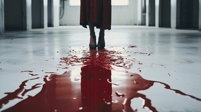Bleed splash on the white floor, Generative Ai