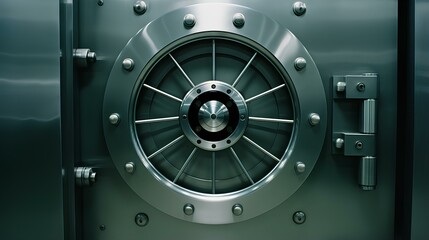 Close-up of a secure bank vault door, emphasizing security and trust. generative AI