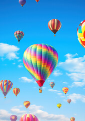 Fototapeta na wymiar collection of colorful hot air balloons soaring against a clear blue sky, generative ai 
