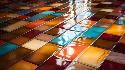Close up of a glossy floor in multicolor Colors reflecting the Daylight

