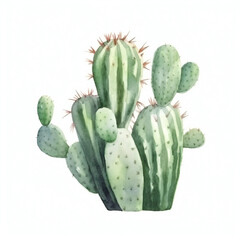 watercolor cactus on white background