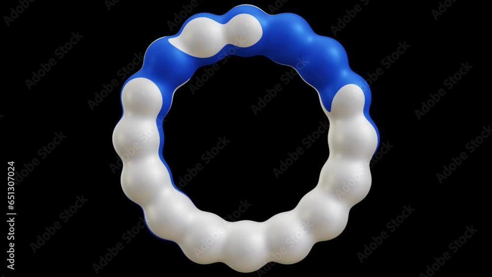 Poster animation of white and blue geometric round frame in 3d rendering for decoration, text and image con