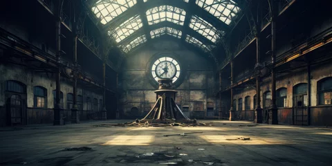 Fototapeten Hall of the workshop of the old factory or empty warehouse in industrial loft style . © Татьяна Прокопчук