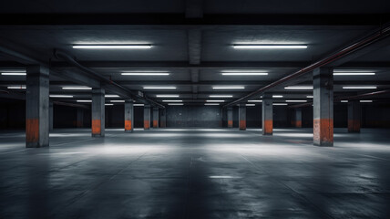 Naklejka premium Empty underground parking without cars. Business background.