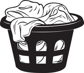 A silhouette laundry bucket with dirty clothes