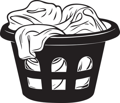 A silhouette laundry bucket with dirty clothes