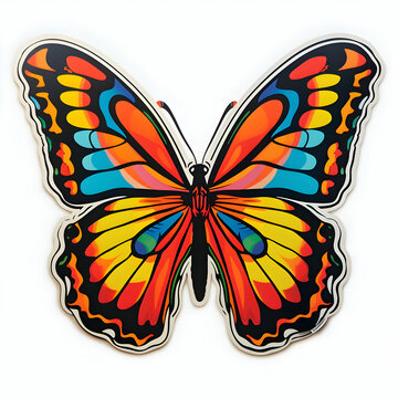 Sticker butterfly 2000s on a white background. High-resolution
