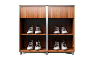 Shoe Rack on a Clear Surface or Transparent Background. Generative AI
