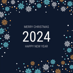 Merry Christmas and Happy New Year party invitation banner, card, square flyer, coupon vector template