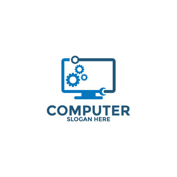 Computer logo vector, Computer repair or Service Computer logo design template