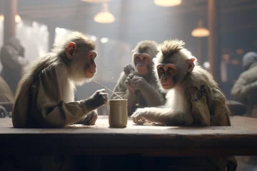 Fotobehang japanese macaque in the zoo, Generative AI © Italo
