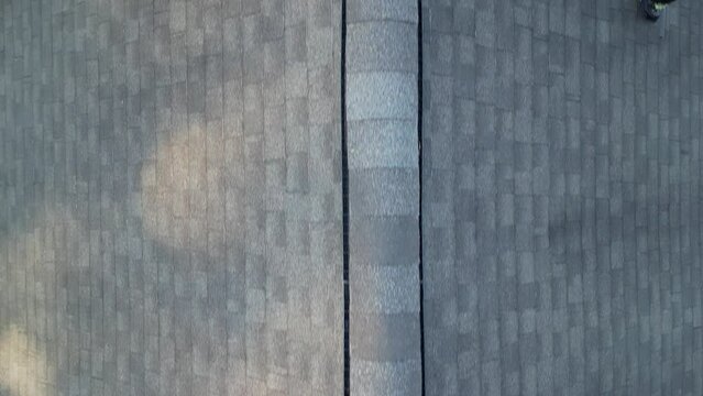 roof top, roofing, shingles, flying, looking down, bird's eye view, footage, 30fps, 4k, roofing tile, residential, surface, rooftop, roofers tiles, roofers shingling, decorative, shingle, asphalt, dec
