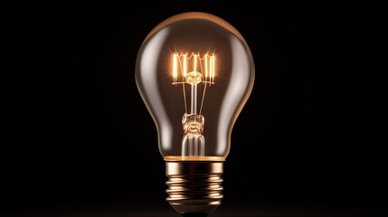  a light bulb that is on a black surface with a black background.  generative ai