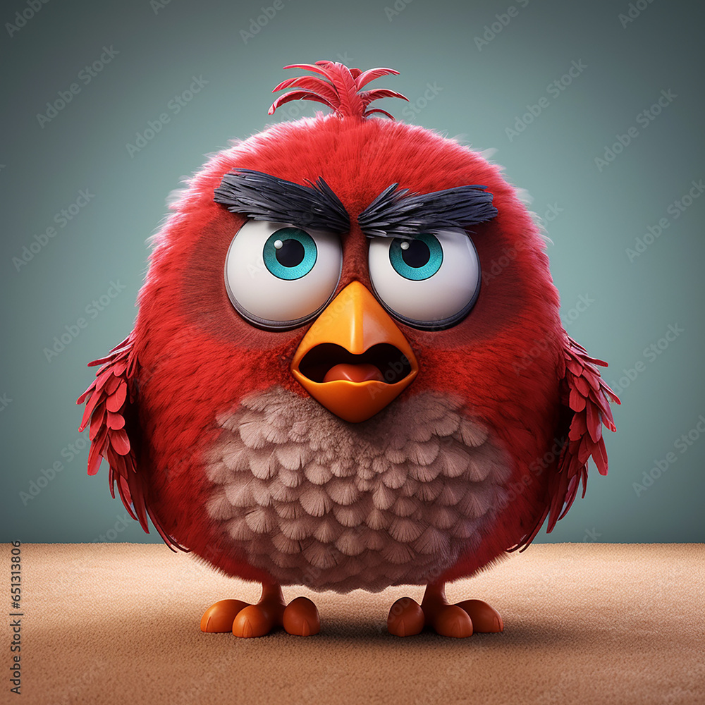 Poster 3d rendered photo of cartoonish red character made with generative ai