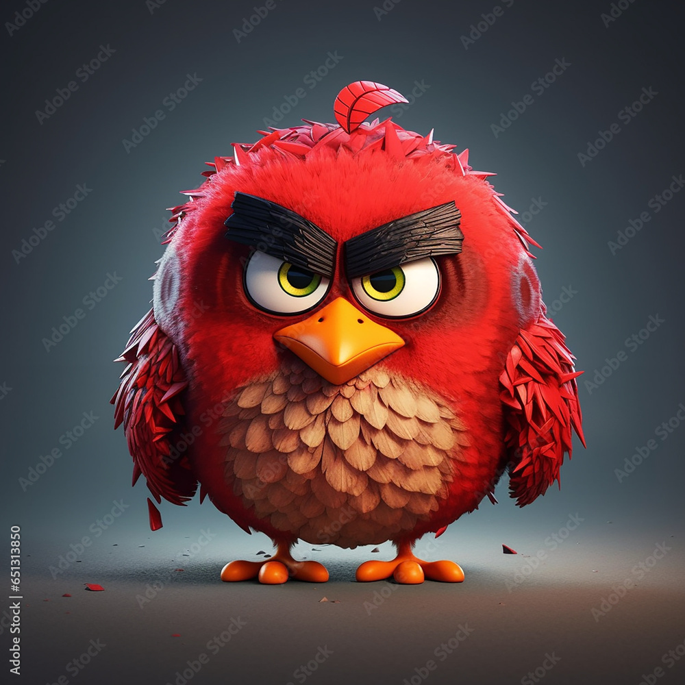 Poster 3d rendered photo of cartoonish red character made with generative ai
