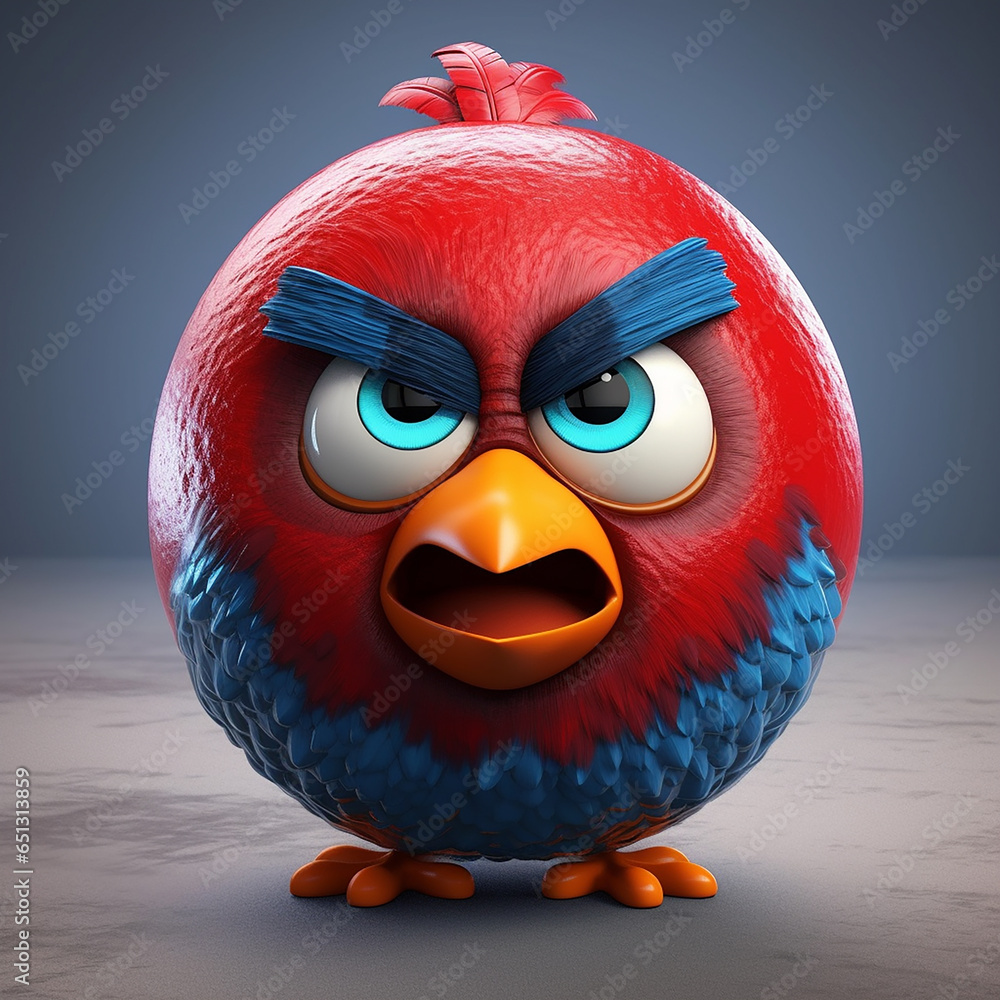 Poster 3d rendered photo of cartoonish red character made with generative ai