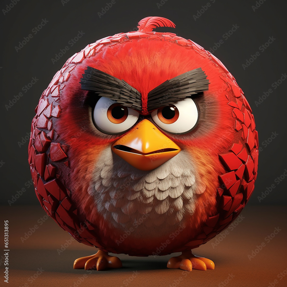 Poster 3d rendered photo of cartoonish red character made with generative ai