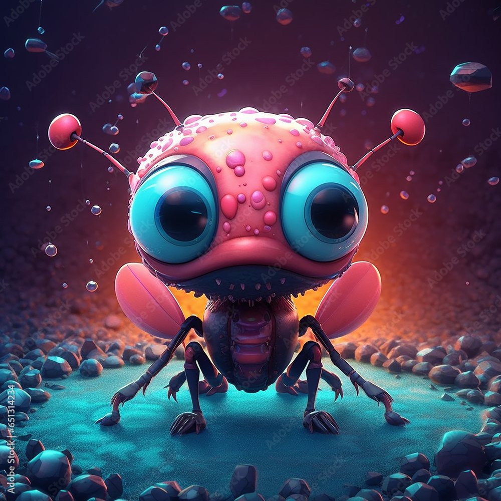 Poster 3d photo of robotic eye globe made with generative ai