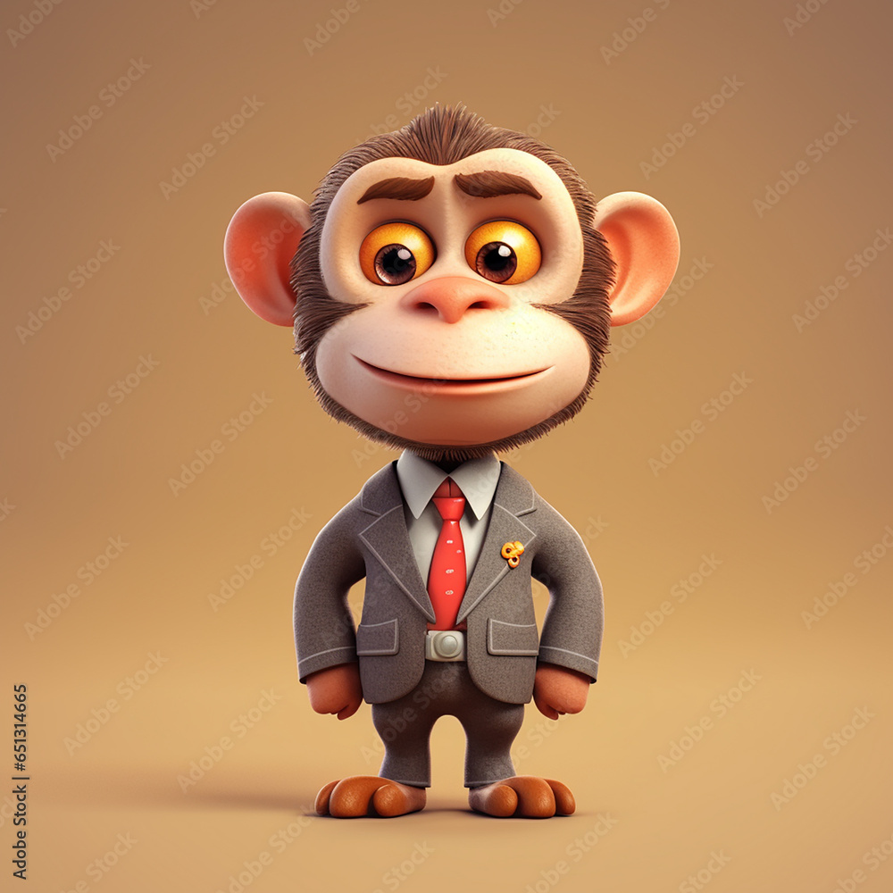 Poster 3d businessman monkey with a smile made with generative ai