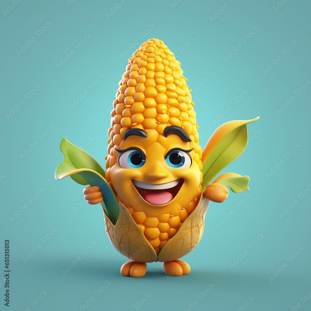 Poster 3d rendered photo of corn made with generative ai