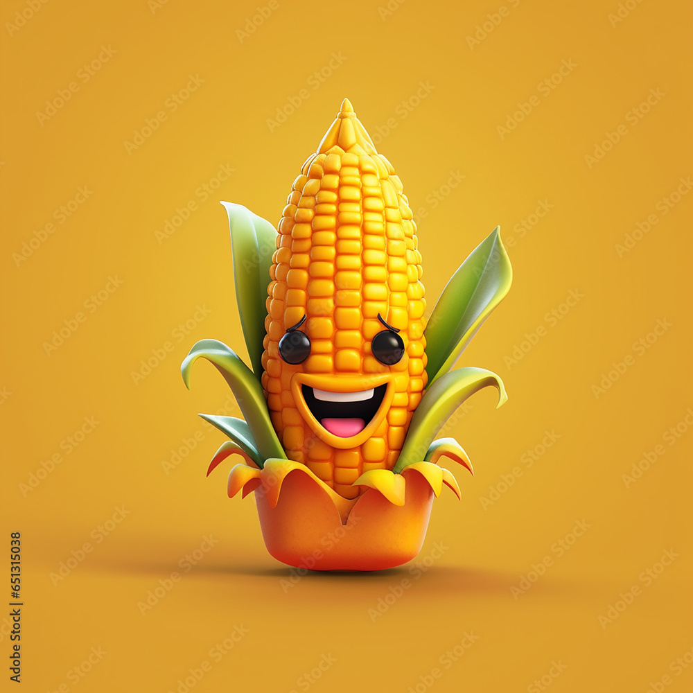 Poster 3d rendered photo of corn made with generative ai