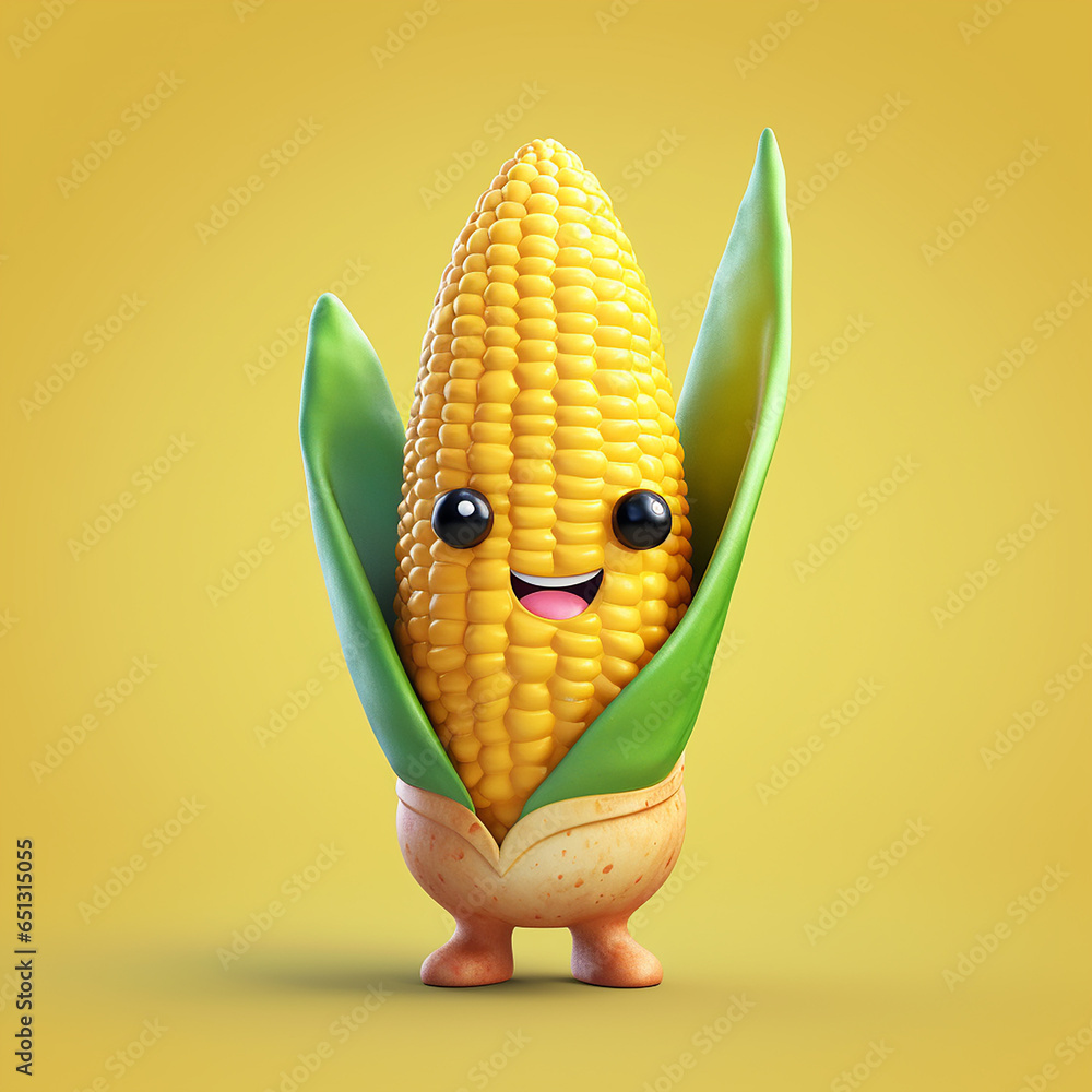 Poster 3d rendered photo of corn made with generative ai