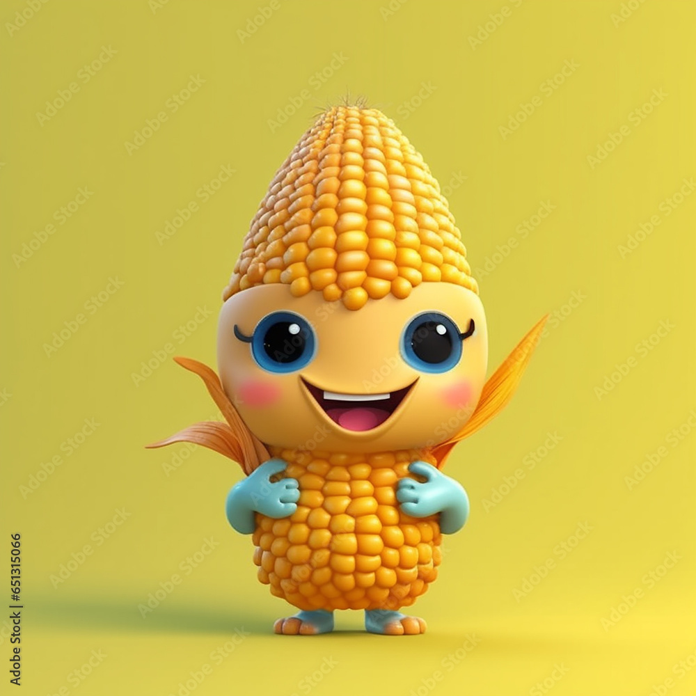 Poster 3d rendered photo of corn made with generative ai